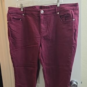 Maurices Women's Ankle & Cropped Jeans in Burgundy Size 22